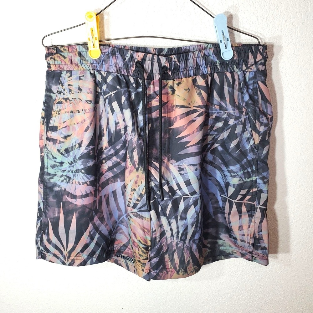 CSG Mens Large Swim Trunks Palm Cove Shorts Multi-Color Elastic Waist Pockets